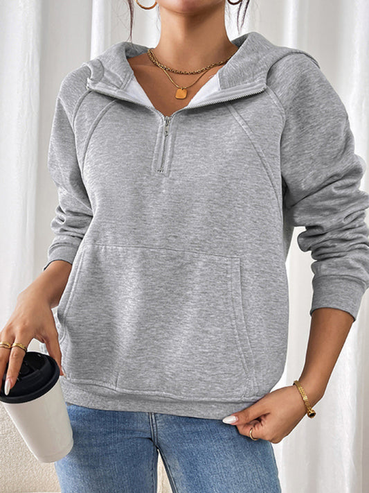 Women Long-sleeved hoodie plus velvet thickened solid color pullover sweater tops