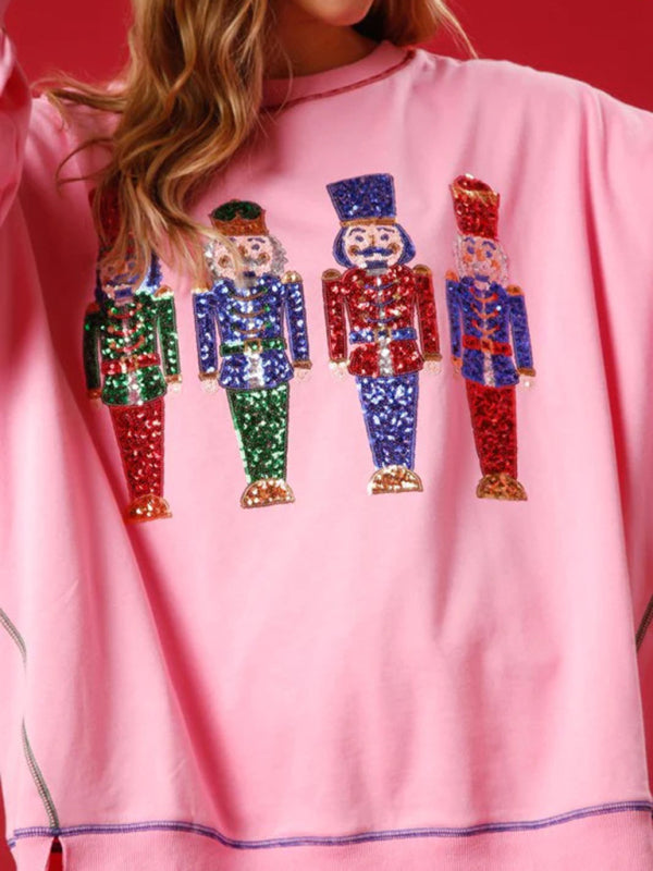 Women Sequin Embellished Graphic Sweatshirt Sweater