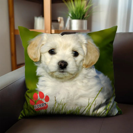 1 Single Print Dog Cat Lover - Pet's Face on A Personalized Pillow Gift Memory
